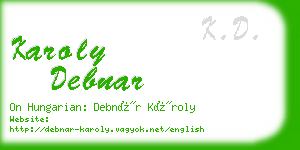 karoly debnar business card